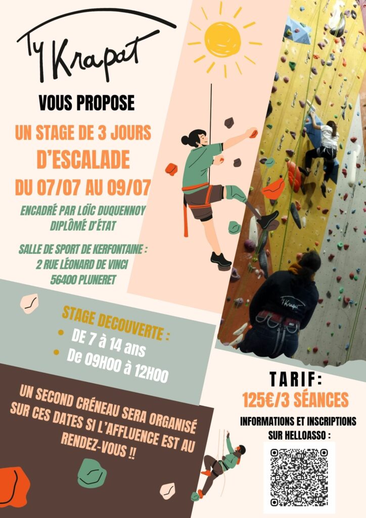 Affiche stage escalade Ty Krapat